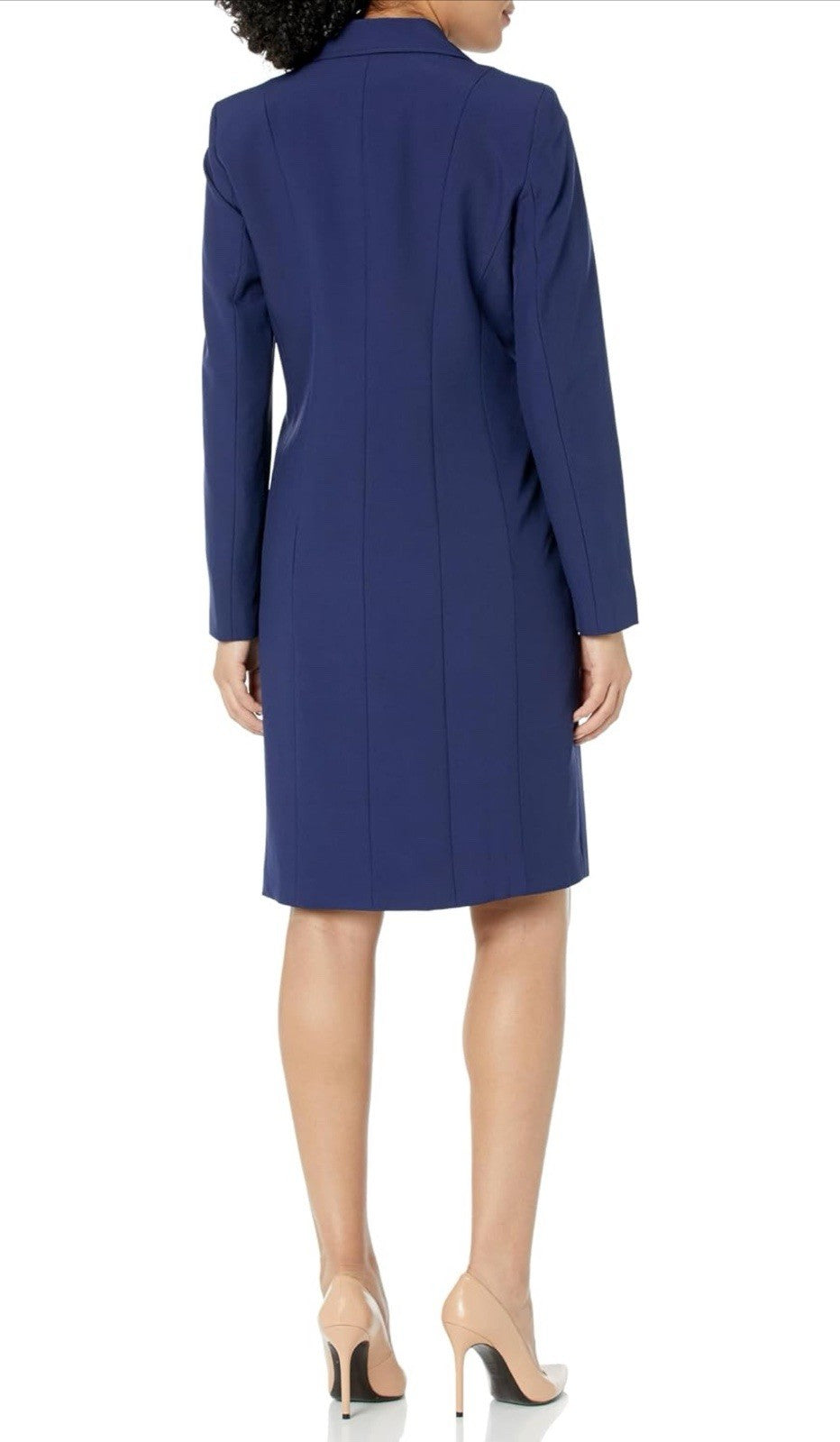 Nippon 2pcs Plus 18 Blue Solid Sleeveless Sheath Dress & Long Jacket Belt Set