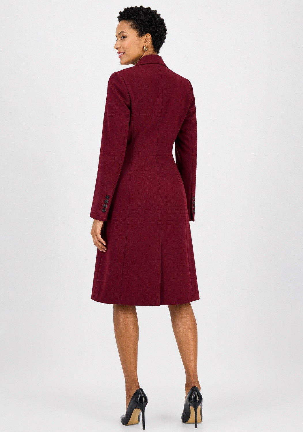 Le Suit 6 Bordeaux 2pc Dress Suit Long 1-Button Jacket Sheath