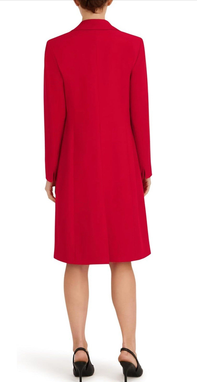 Le Suit Petites 8P Red 2pc Dress Suit Long 1-Button Jacket Sheath Dress