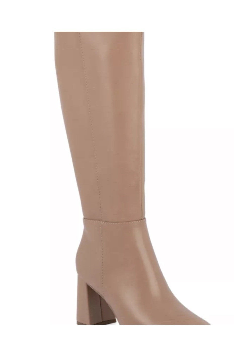 Women’s Beige Knee High Riding Boots Solid Pattern Block Heel Boot