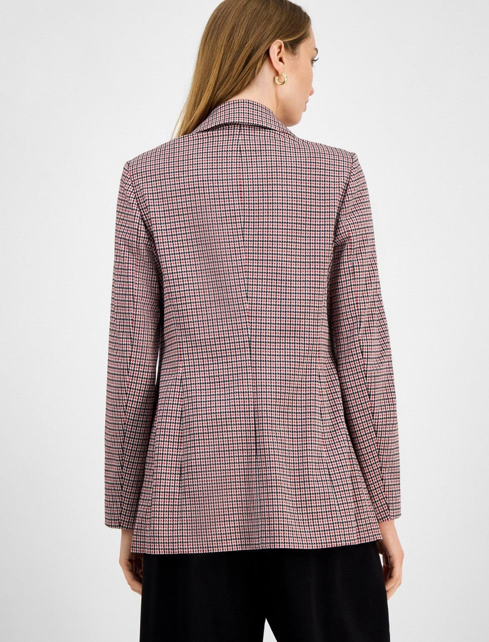 Bar III  Pomegranate Check Double-Breasted Blazer Womens 2XL Long Sleeve Button