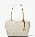 Michael Kors Monogram Tote Beige/Brown Chain Strap, Bag Charm, Pockets