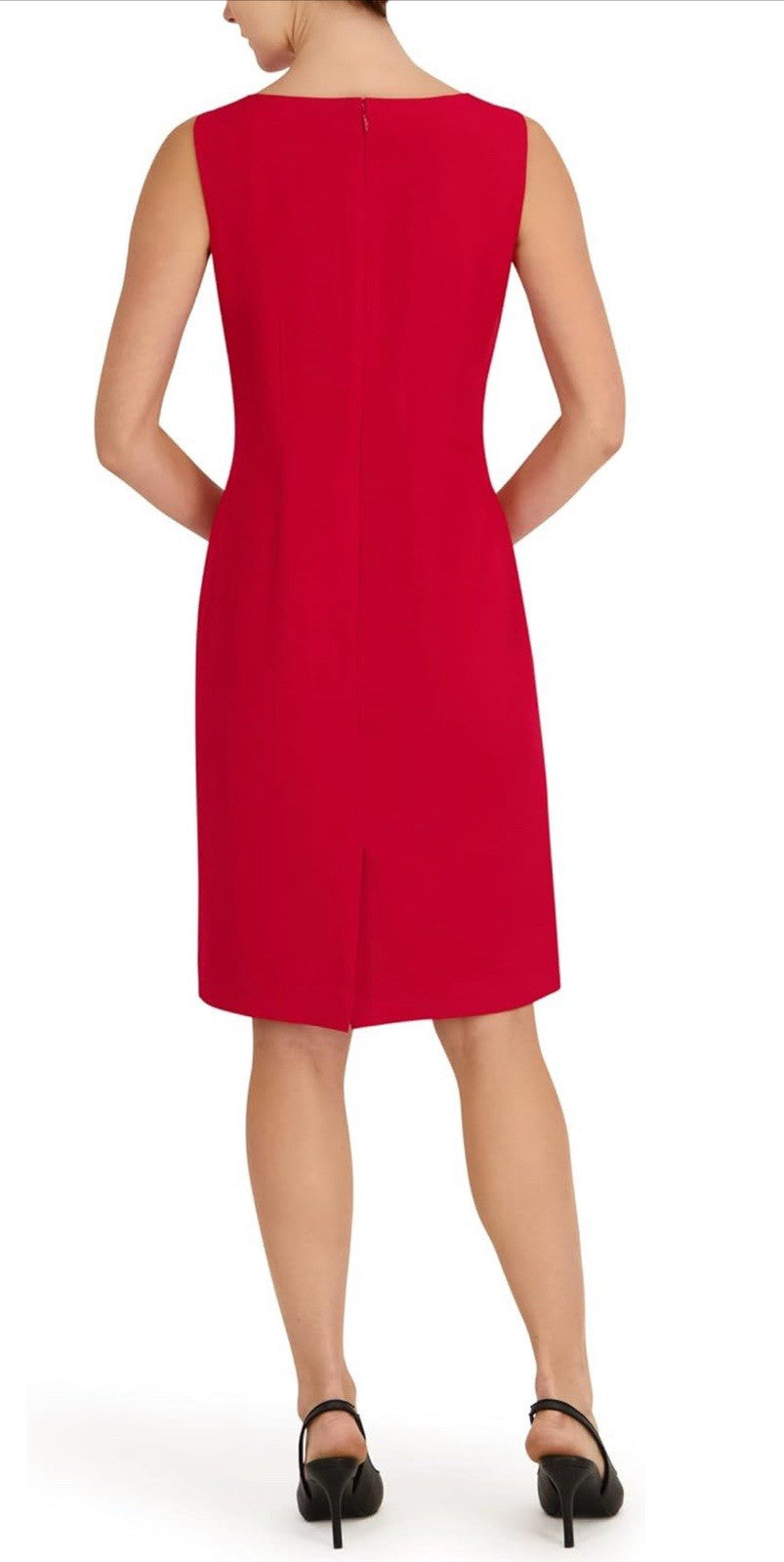 Le Suit Petites 8P Red 2pc Dress Suit Long 1-Button Jacket Sheath Dress
