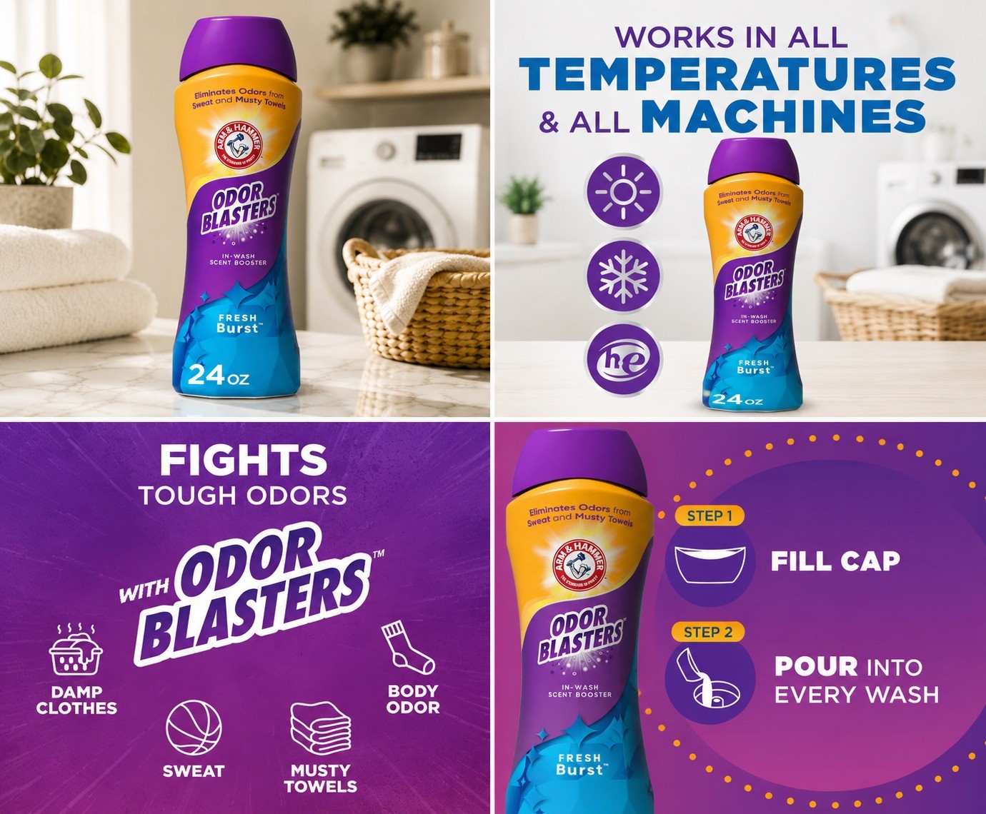 ARM & HAMMER Odor Blasters Fresh Burst In-Wash Laundry 24 oz Bottle