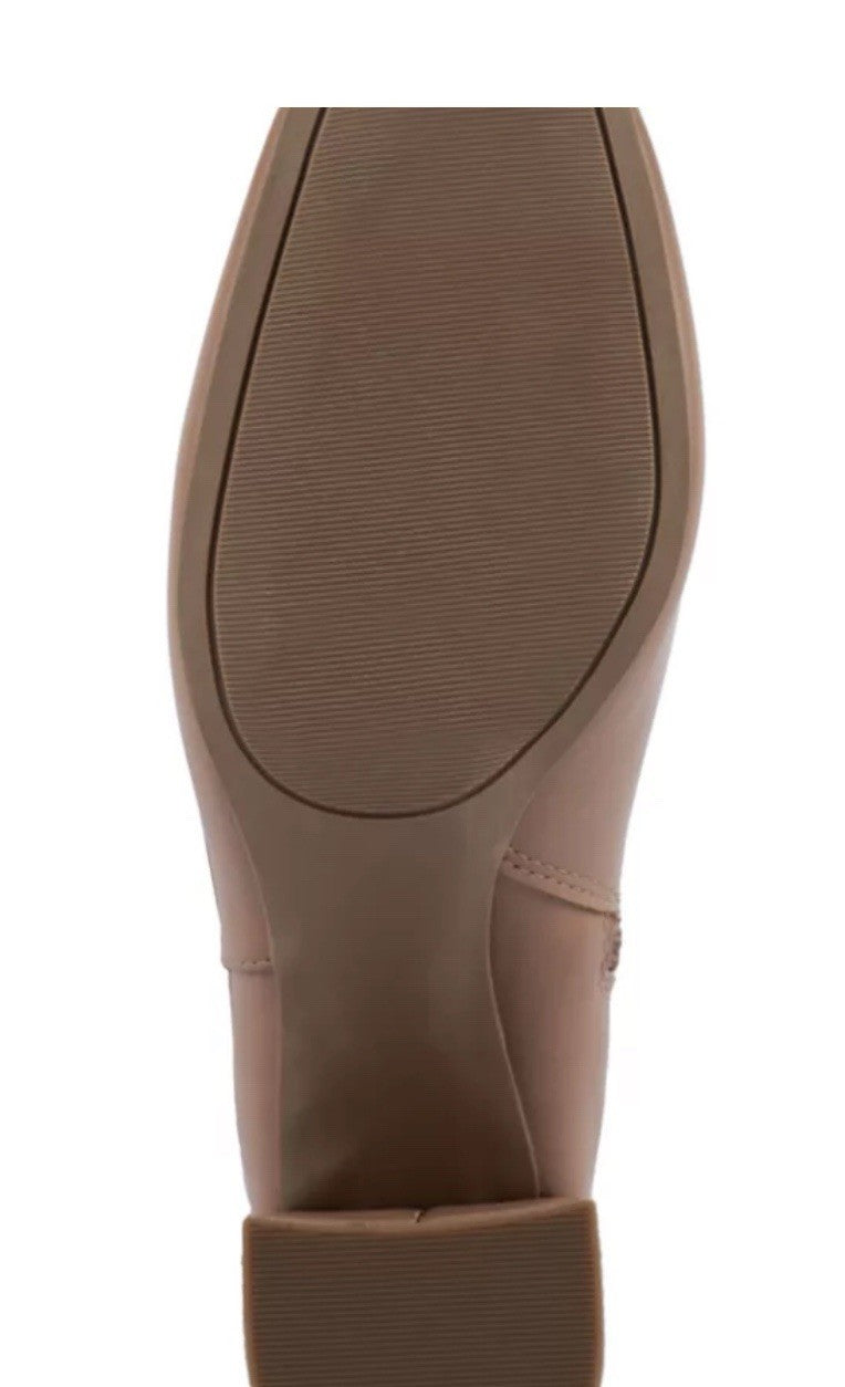 Women’s Beige Knee High Riding Boots Solid Pattern Block Heel Boot