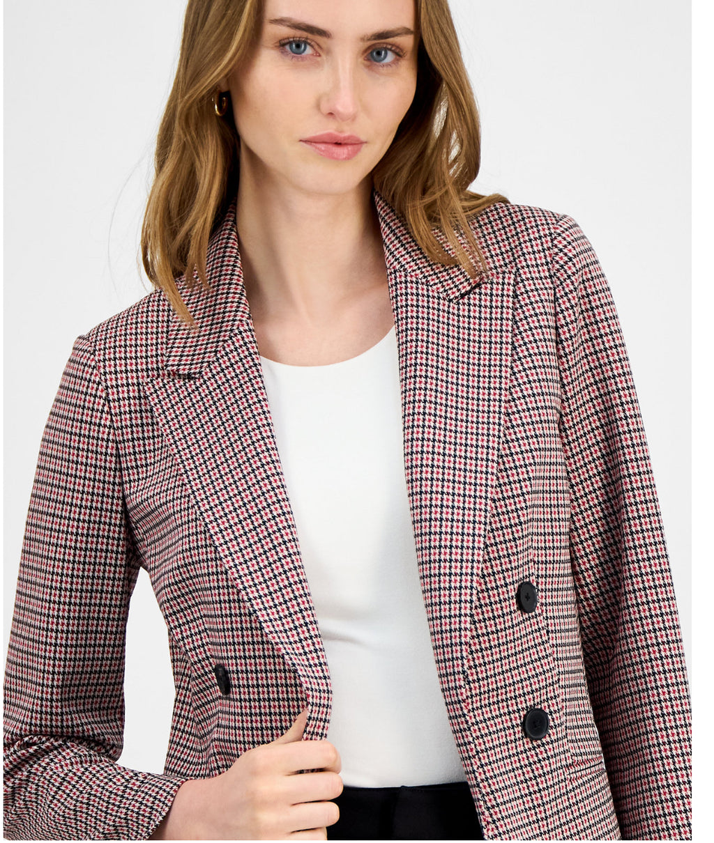 Bar III Women's Plaid Faux Double-Breasted Blazer