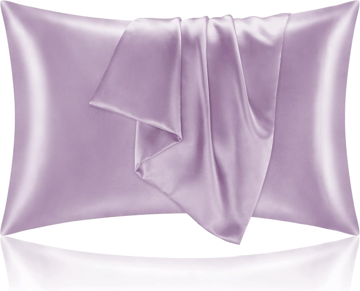 BEDELITE Satin Pillowcase for Hair and Skin, Super Soft and Cooling Similar to Silk Pillow Cases 2 Pack with Envelope Closure, Gift for Women Men(20"x30" Queen Size, Dark Grey)