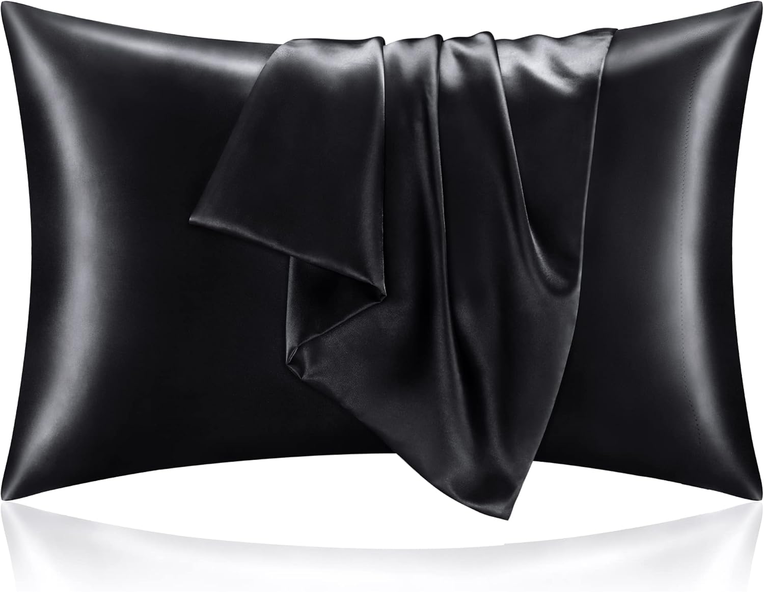 BEDELITE Satin Pillowcase for Hair and Skin, Super Soft and Cooling Similar to Silk Pillow Cases 2 Pack with Envelope Closure, Gift for Women Men(20"x30" Queen Size, Dark Grey)