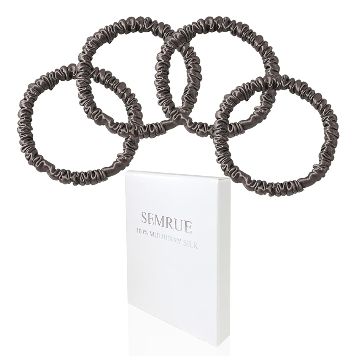 Mulberry Silk Hair Ties 4 PCS, 100% Pure 22 Momme Mulberry Silk Hair Scrunchies for Women Sleep, Elastics Hair Care No Damage, (Champagne Gold*4)