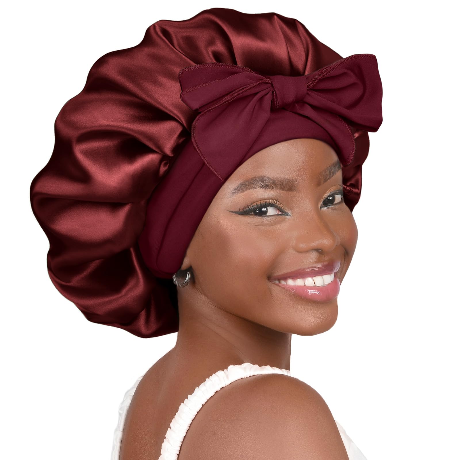 YANIBEST Adjustable Satin Bonnet for Sleeping Women Double Layer Hair Wrap Reduce Friction Prevent Frizz Natural Curly Hair