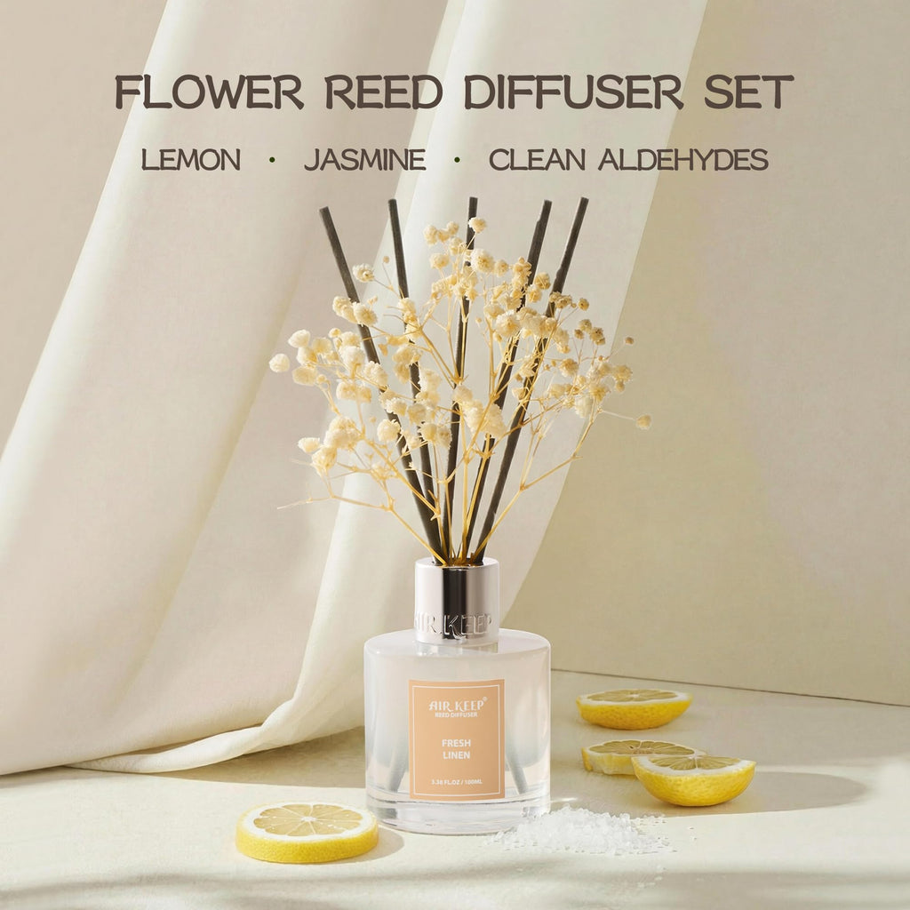 Airkeep Clean Linen Reed Diffuser Set