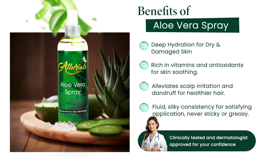 Allurials Aloe Vera Gel from USA's Freshly Cut Pure Organic Aloe, 12 Oz