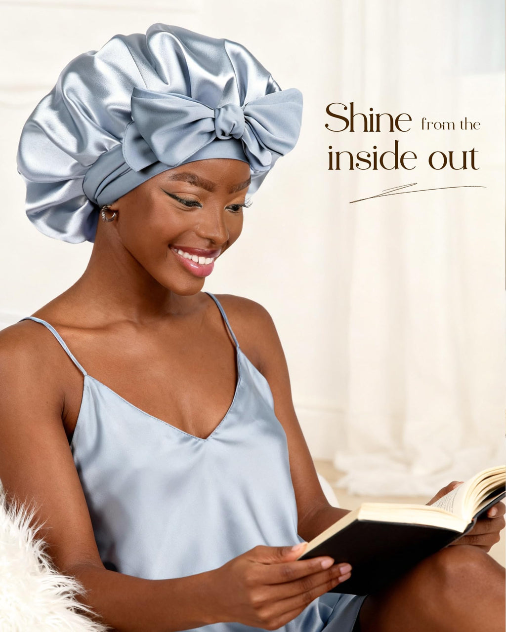 YANIBEST Adjustable Satin Bonnet for Sleeping Women Double Layer Hair Wrap Reduce Friction Prevent Frizz Natural Curly Hair