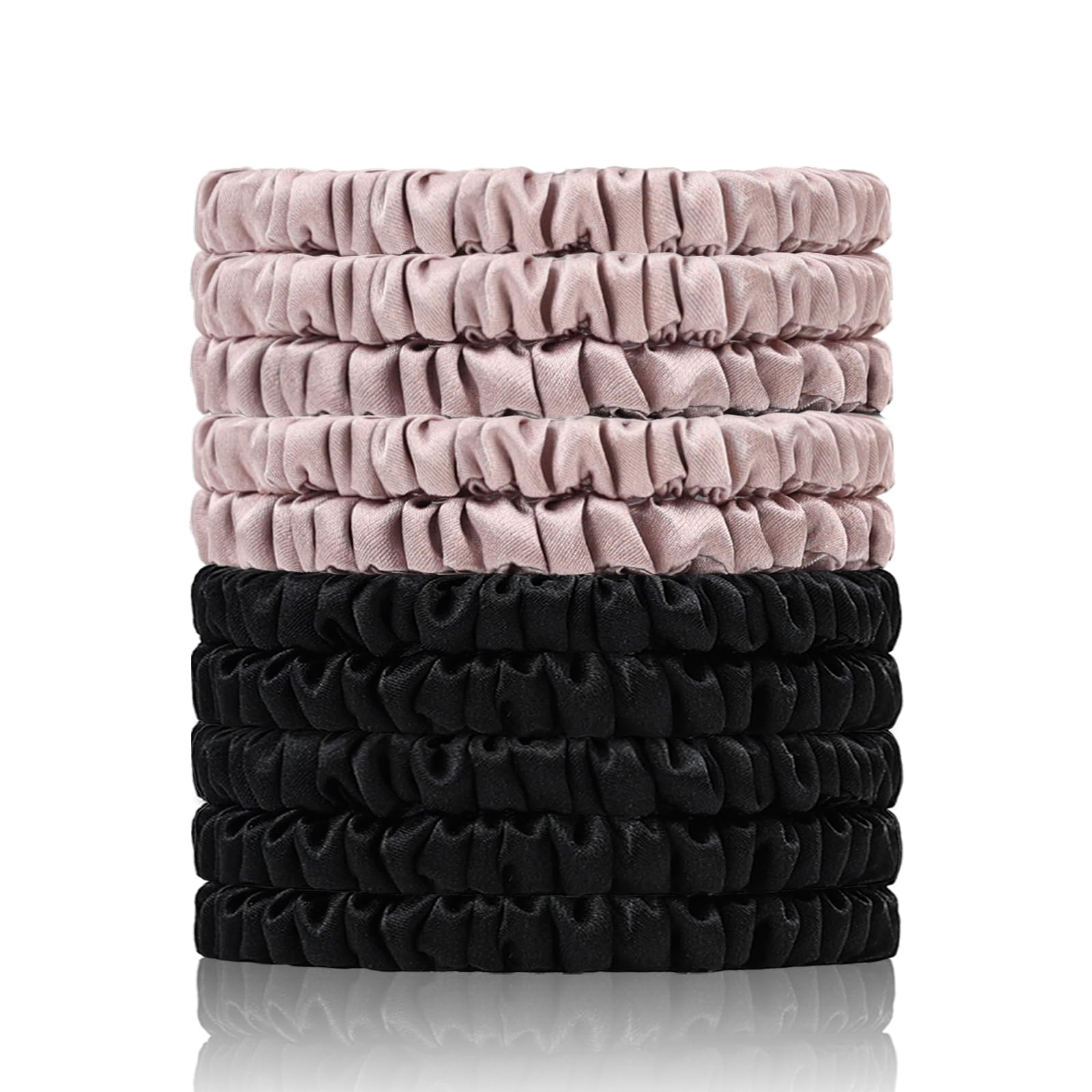 Mulberry Silk Hair Ties 4 PCS, 100% Pure 22 Momme Mulberry Silk Hair Scrunchies for Women Sleep, Elastics Hair Care No Damage, (Champagne Gold*4)