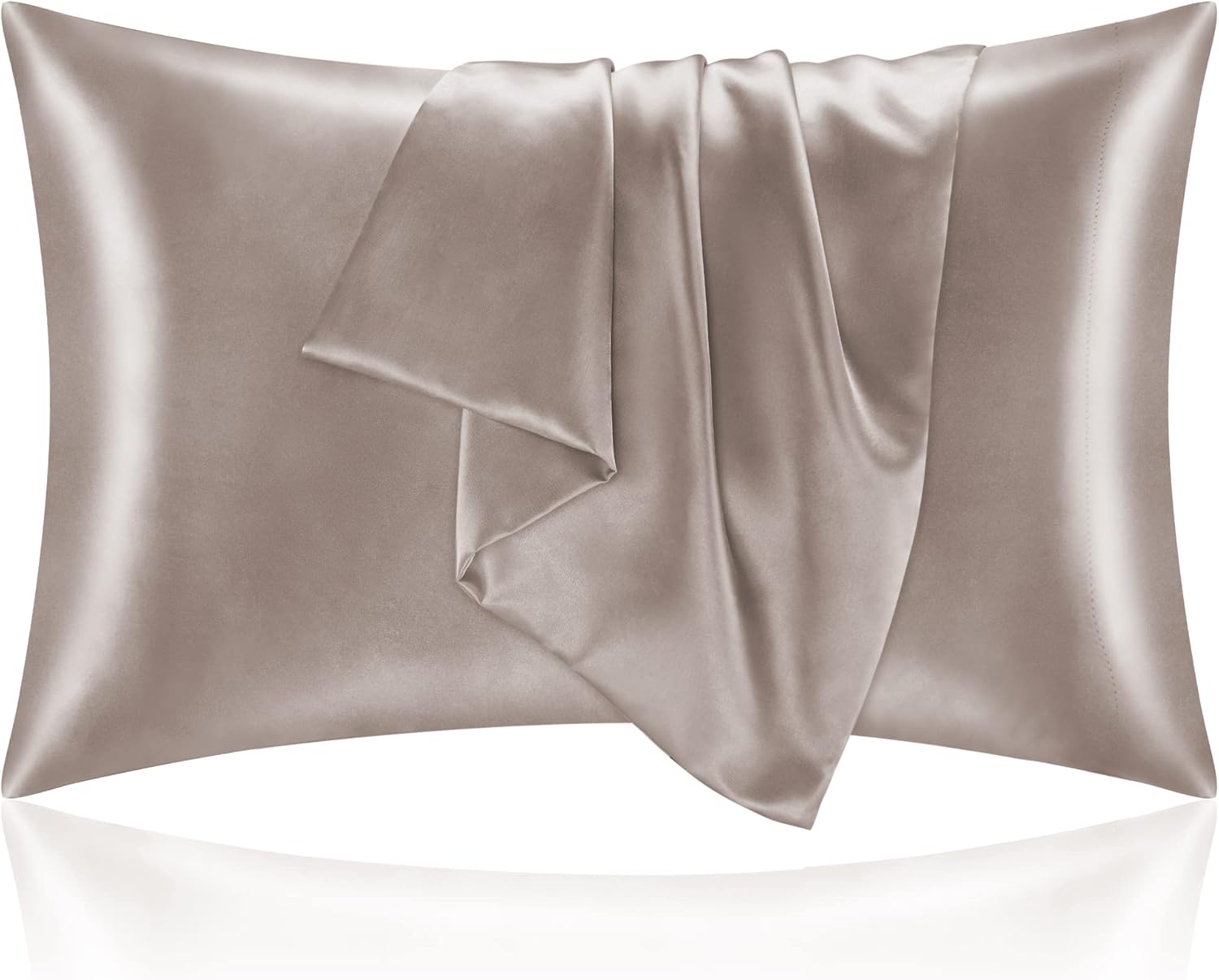 BEDELITE Satin Pillowcase for Hair and Skin, Super Soft and Cooling Similar to Silk Pillow Cases 2 Pack with Envelope Closure, Gift for Women Men(20"x30" Queen Size, Dark Grey)