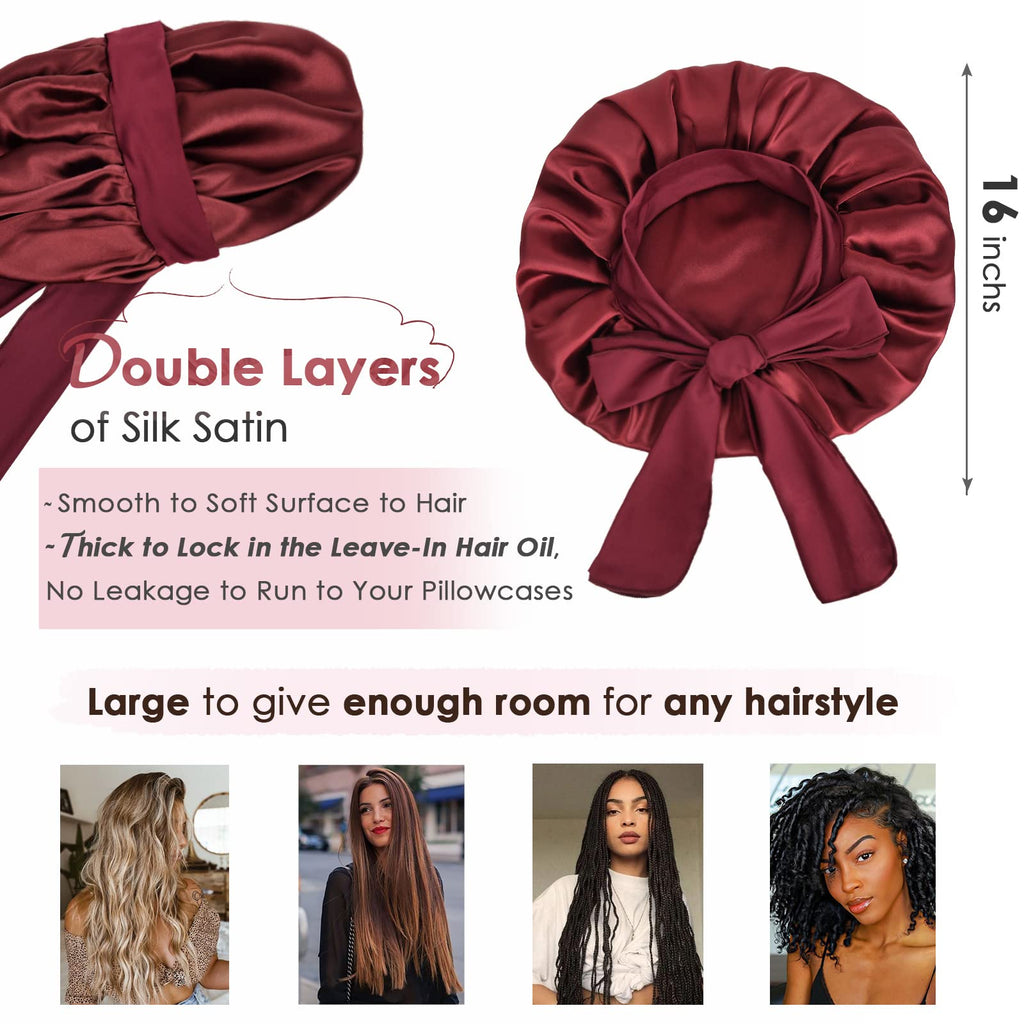 YANIBEST Adjustable Satin Bonnet for Sleeping Women Double Layer Hair Wrap Reduce Friction Prevent Frizz Natural Curly Hair