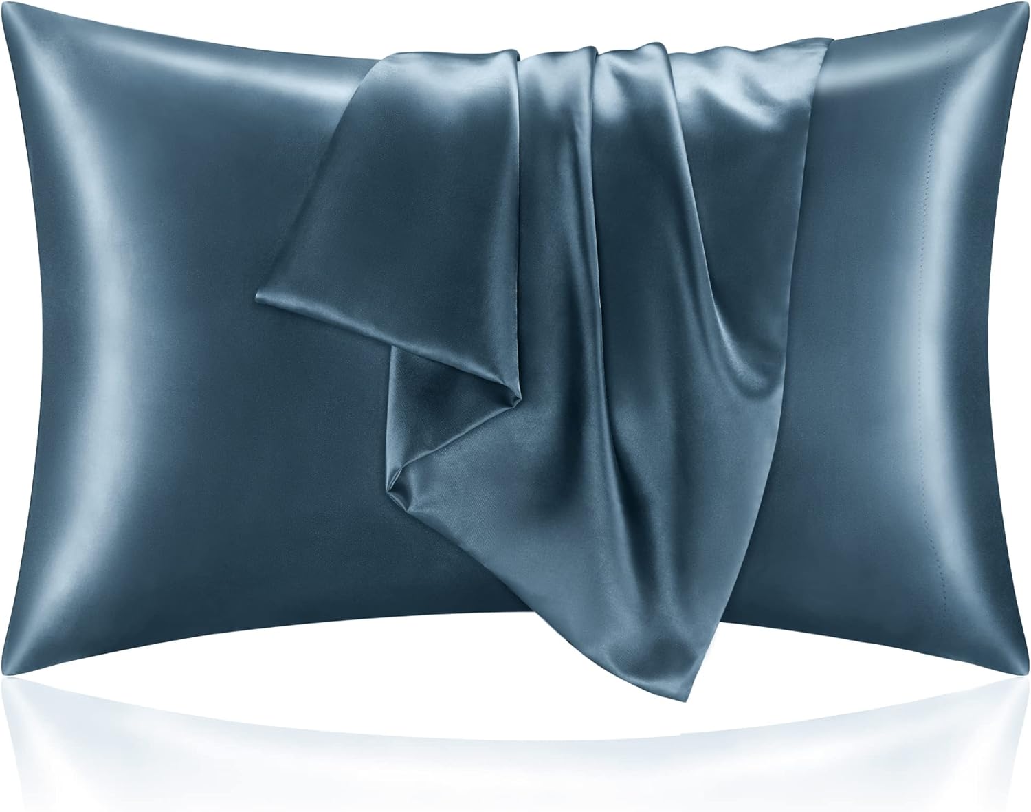 BEDELITE Satin Pillowcase for Hair and Skin, Super Soft and Cooling Similar to Silk Pillow Cases 2 Pack with Envelope Closure, Gift for Women Men(20"x30" Queen Size, Dark Grey)