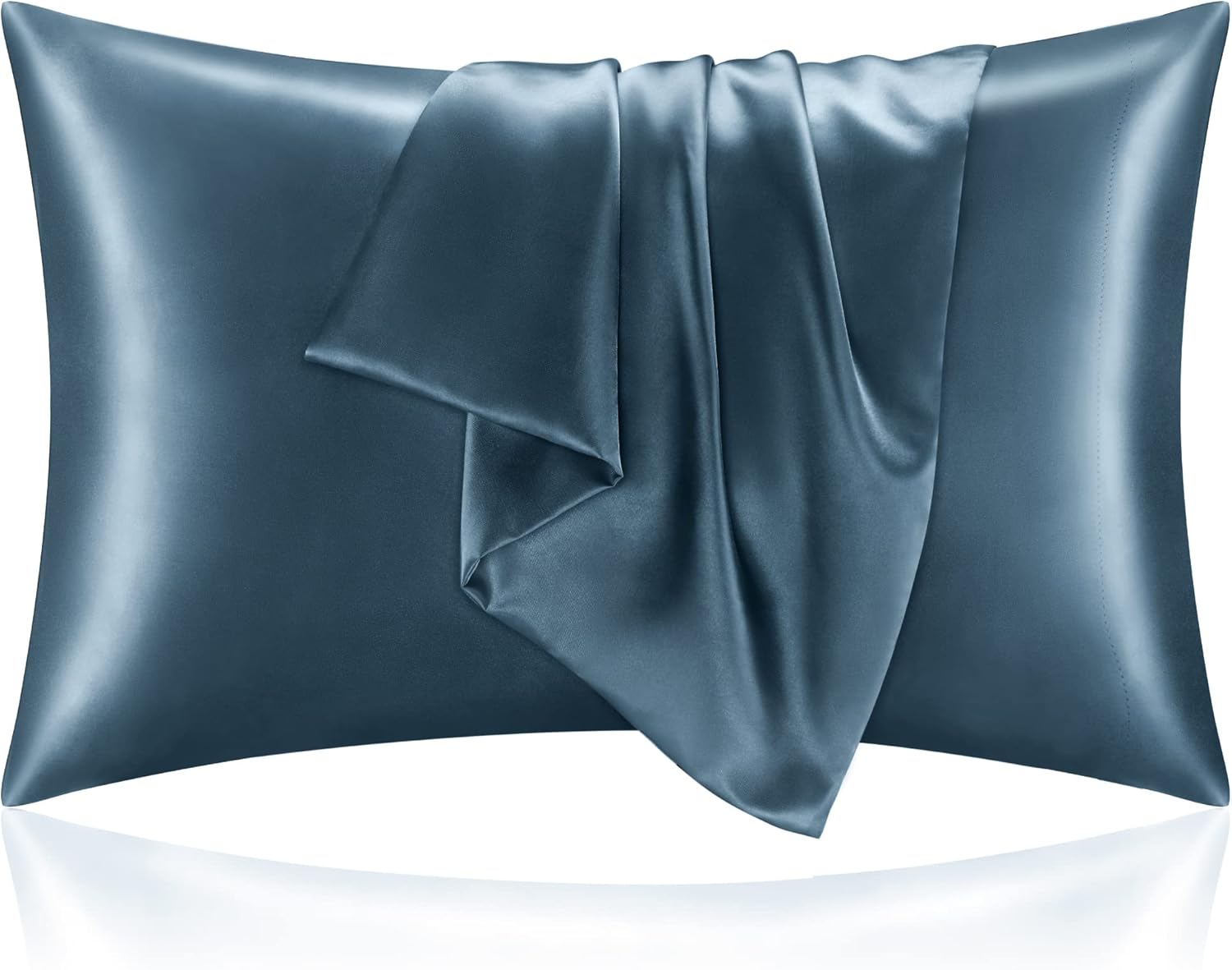 BEDELITE Satin Pillowcase for Hair and Skin, Super Soft and Cooling Similar to Silk Pillow Cases 2 Pack with Envelope Closure, Gift for Women Men(20"x30" Queen Size, Dark Grey)