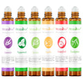 Essential Oil Roll On Set with Lavender, Peppermint, Eucalyptus & Grapefruit, Tea Tree & Vanila - Aromatherapy Relaxation Gift for Women - 6 Pack of 10ml Roll-Ons