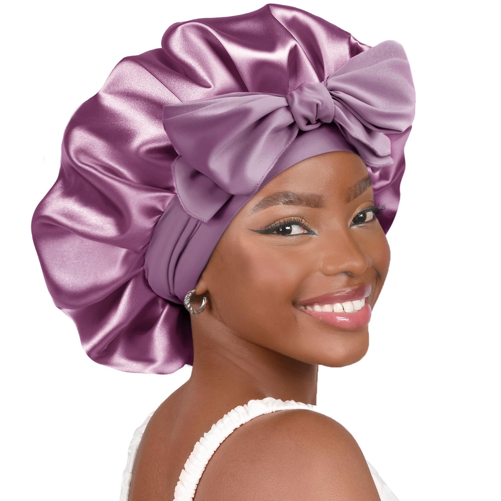 YANIBEST Adjustable Satin Bonnet for Sleeping Women Double Layer Hair Wrap Reduce Friction Prevent Frizz Natural Curly Hair