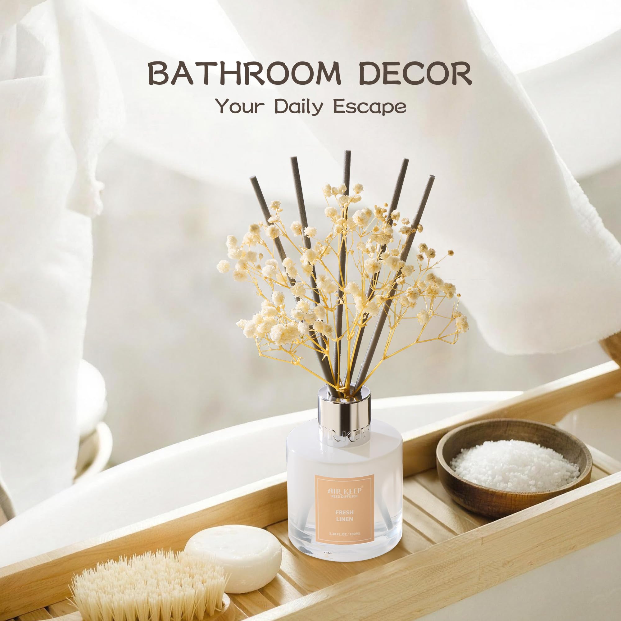 Airkeep Clean Linen Reed Diffuser Set