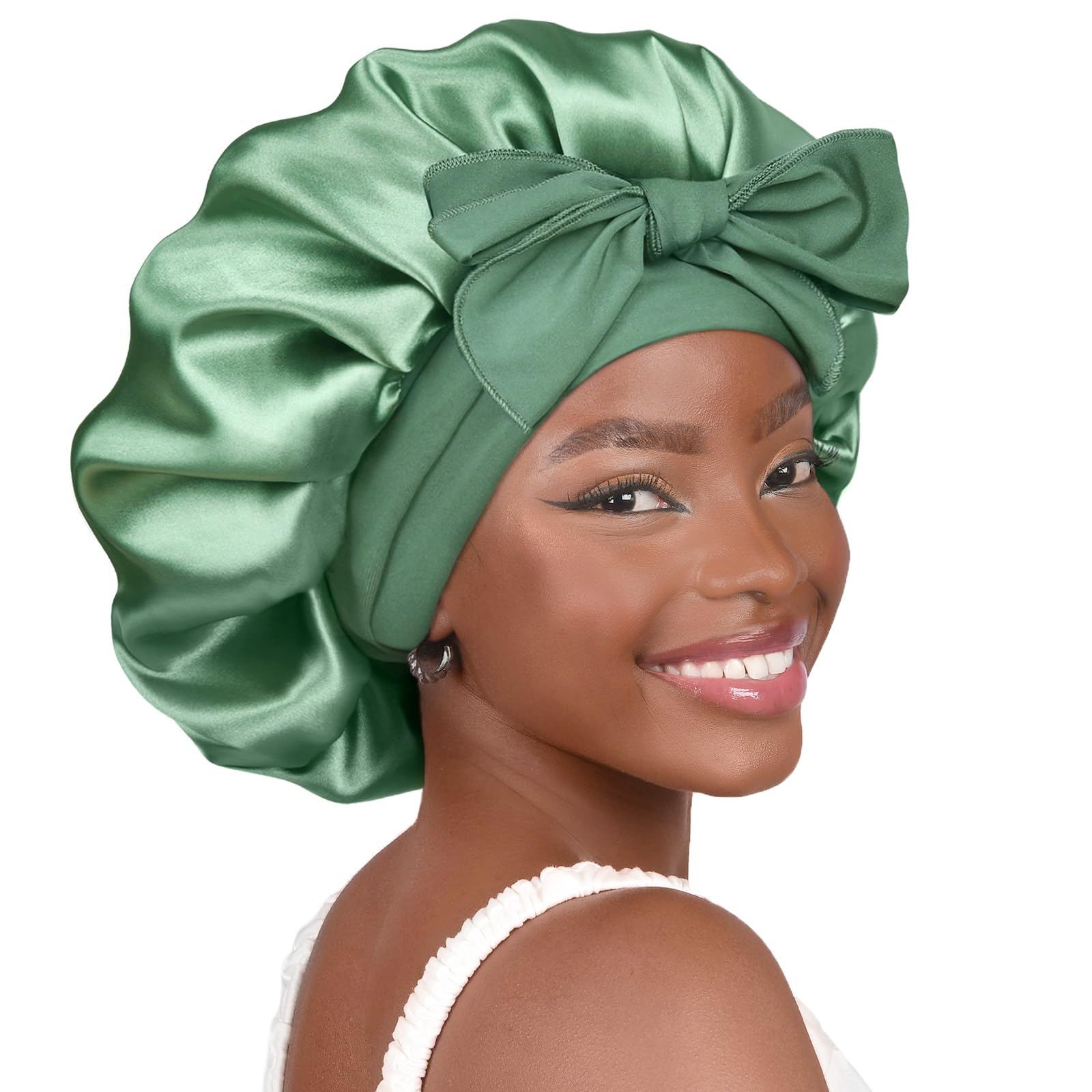 YANIBEST Adjustable Satin Bonnet for Sleeping Women Double Layer Hair Wrap Reduce Friction Prevent Frizz Natural Curly Hair