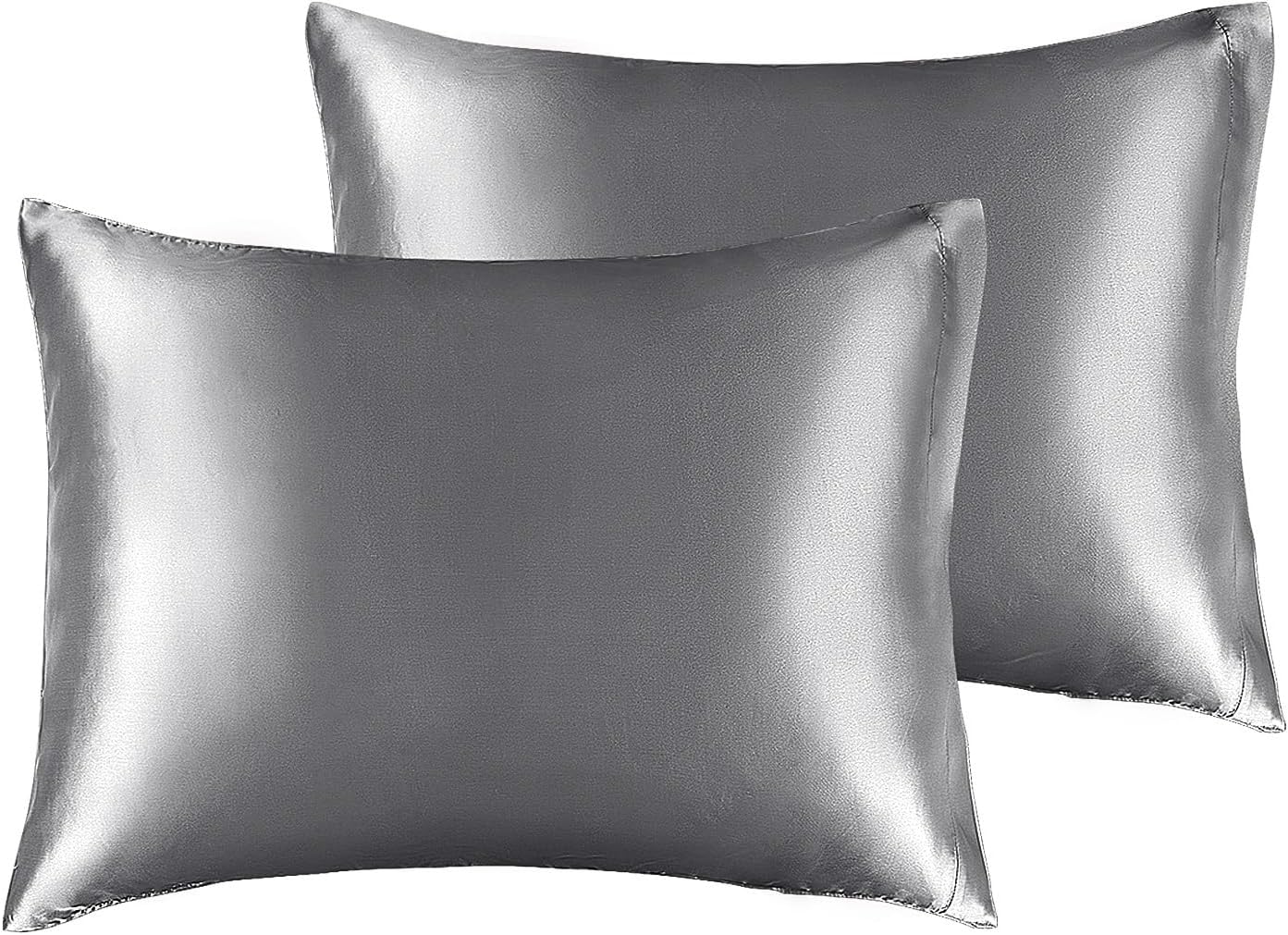 BEDELITE Satin Pillowcase for Hair and Skin, Super Soft and Cooling Similar to Silk Pillow Cases 2 Pack with Envelope Closure, Gift for Women Men(20"x30" Queen Size, Dark Grey)