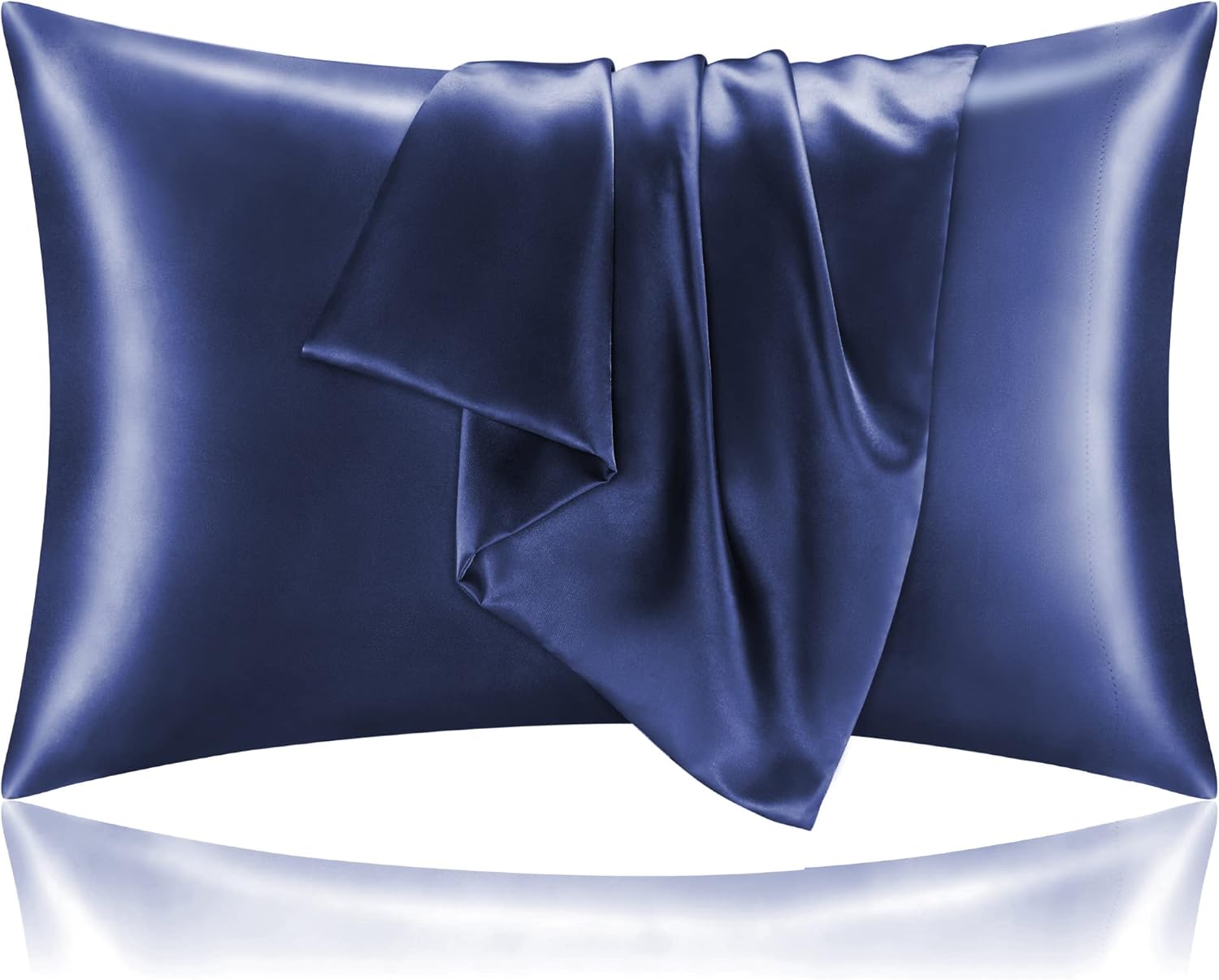 BEDELITE Satin Pillowcase for Hair and Skin, Super Soft and Cooling Similar to Silk Pillow Cases 2 Pack with Envelope Closure, Gift for Women Men(20"x30" Queen Size, Dark Grey)