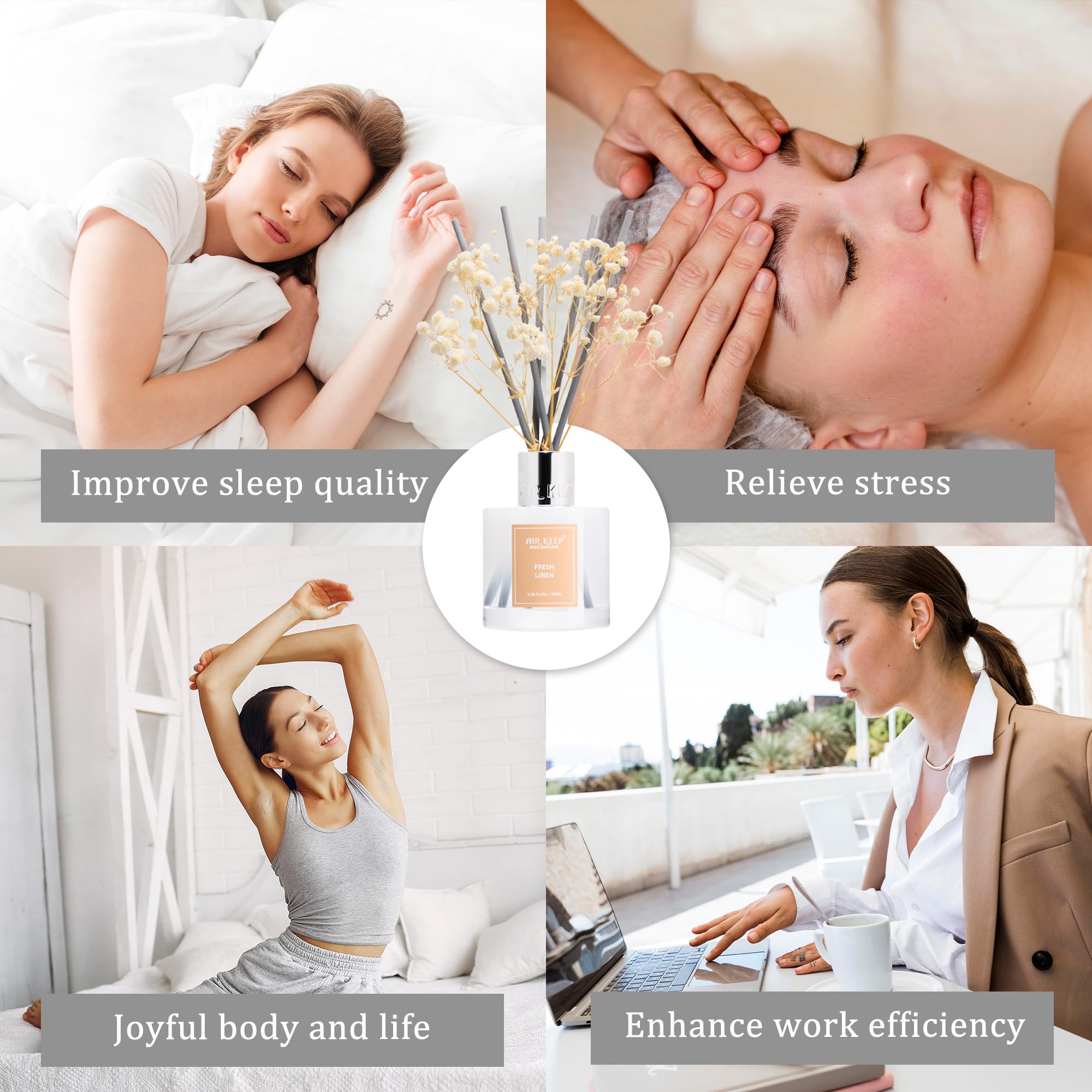 Airkeep Clean Linen Reed Diffuser Set