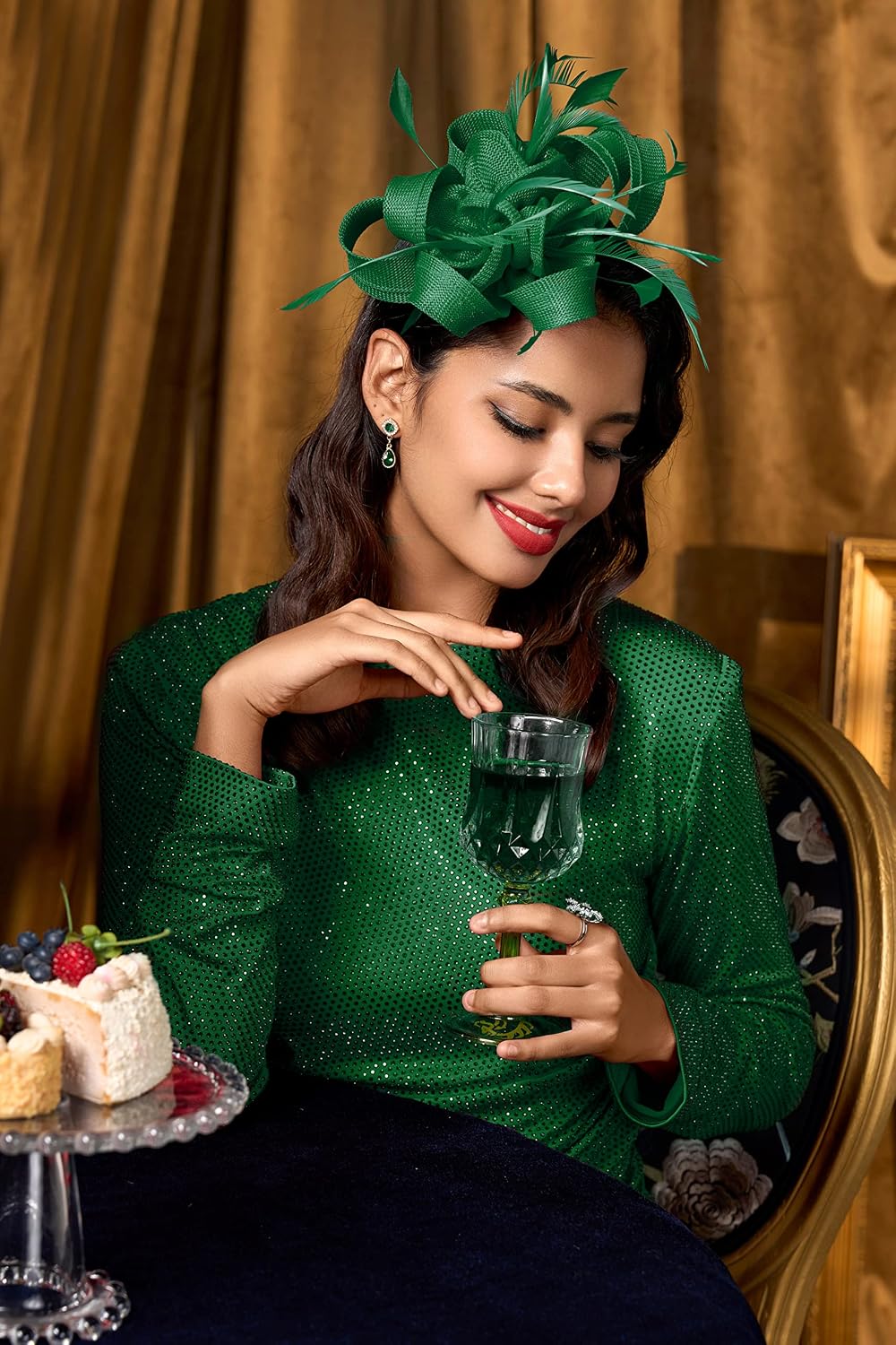 BABEYOND Fascinators Hats for Women Tea Party Ribbon Feather Derby Headband | Breathable Material, Ribbon Knot Design, Interwoven Feather Detail, Hair Clip, Wedding, Horse Racing, Gatsby Party
