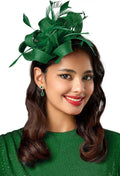 BABEYOND Fascinators Hats for Women Tea Party Ribbon Feather Derby Headband | Breathable Material, Ribbon Knot Design, Interwoven Feather Detail, Hair Clip, Wedding, Horse Racing, Gatsby Party