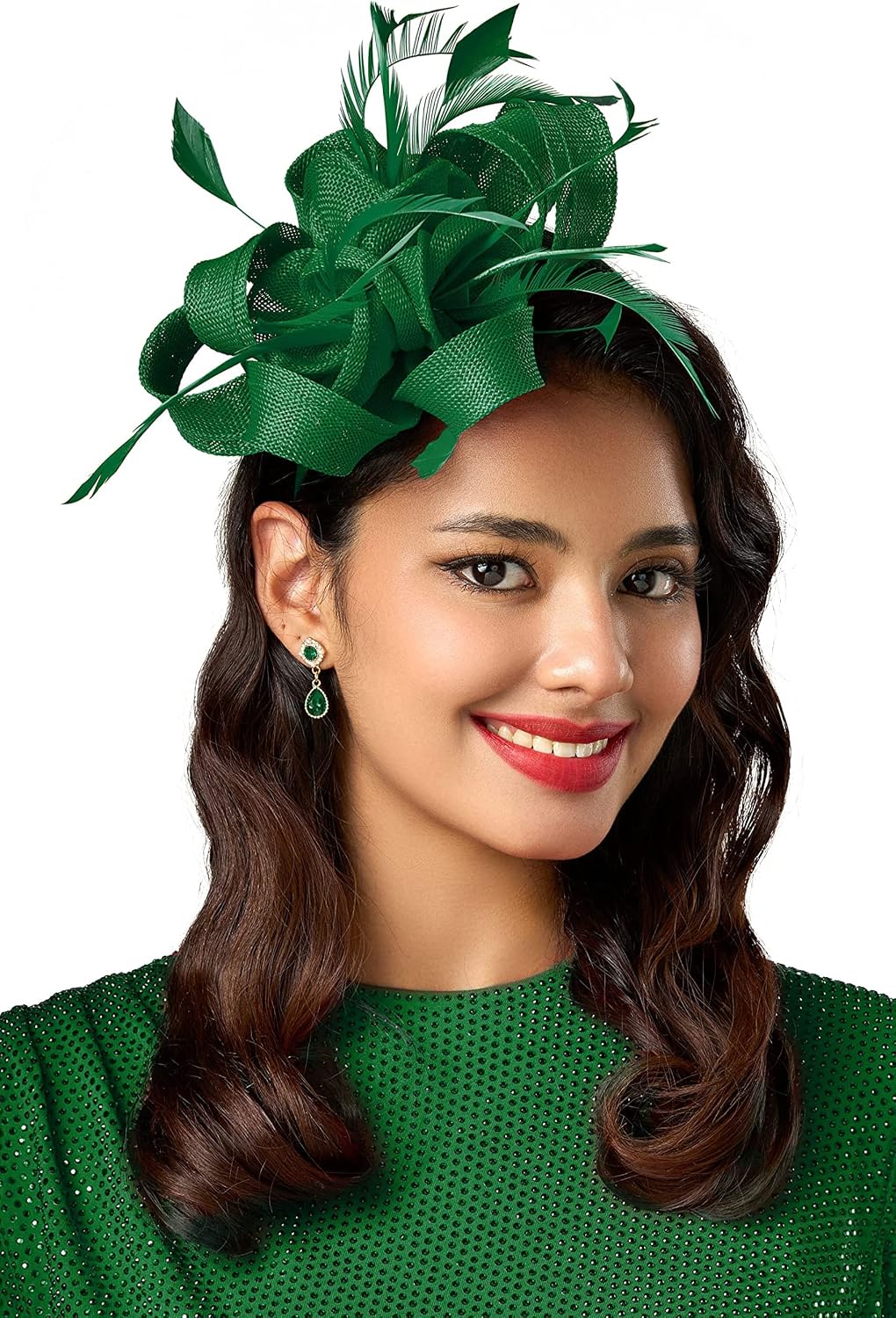BABEYOND Fascinators Hats for Women Tea Party Ribbon Feather Derby Headband | Breathable Material, Ribbon Knot Design, Interwoven Feather Detail, Hair Clip, Wedding, Horse Racing, Gatsby Party