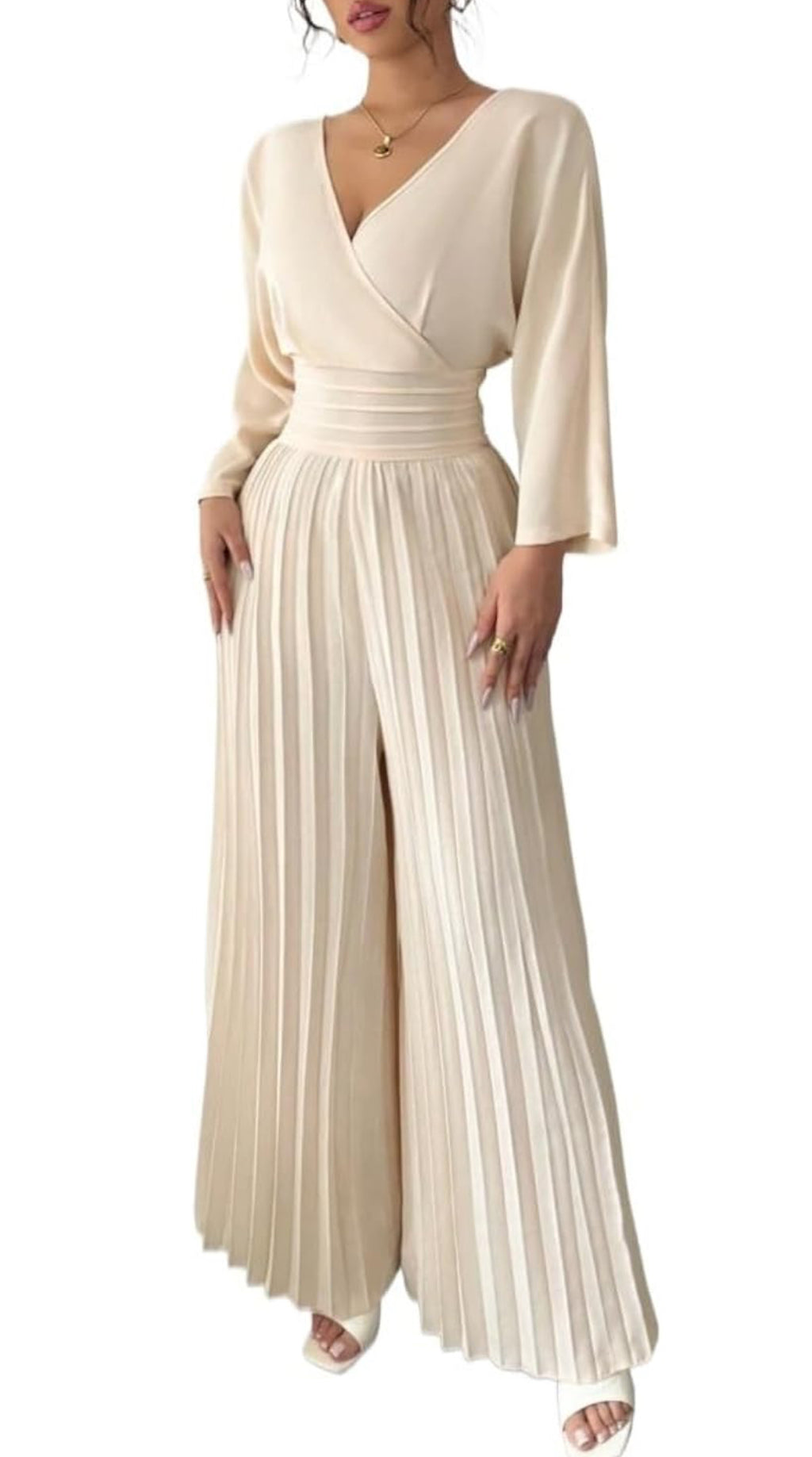 Wide-Leg Pleated Jumpsuit