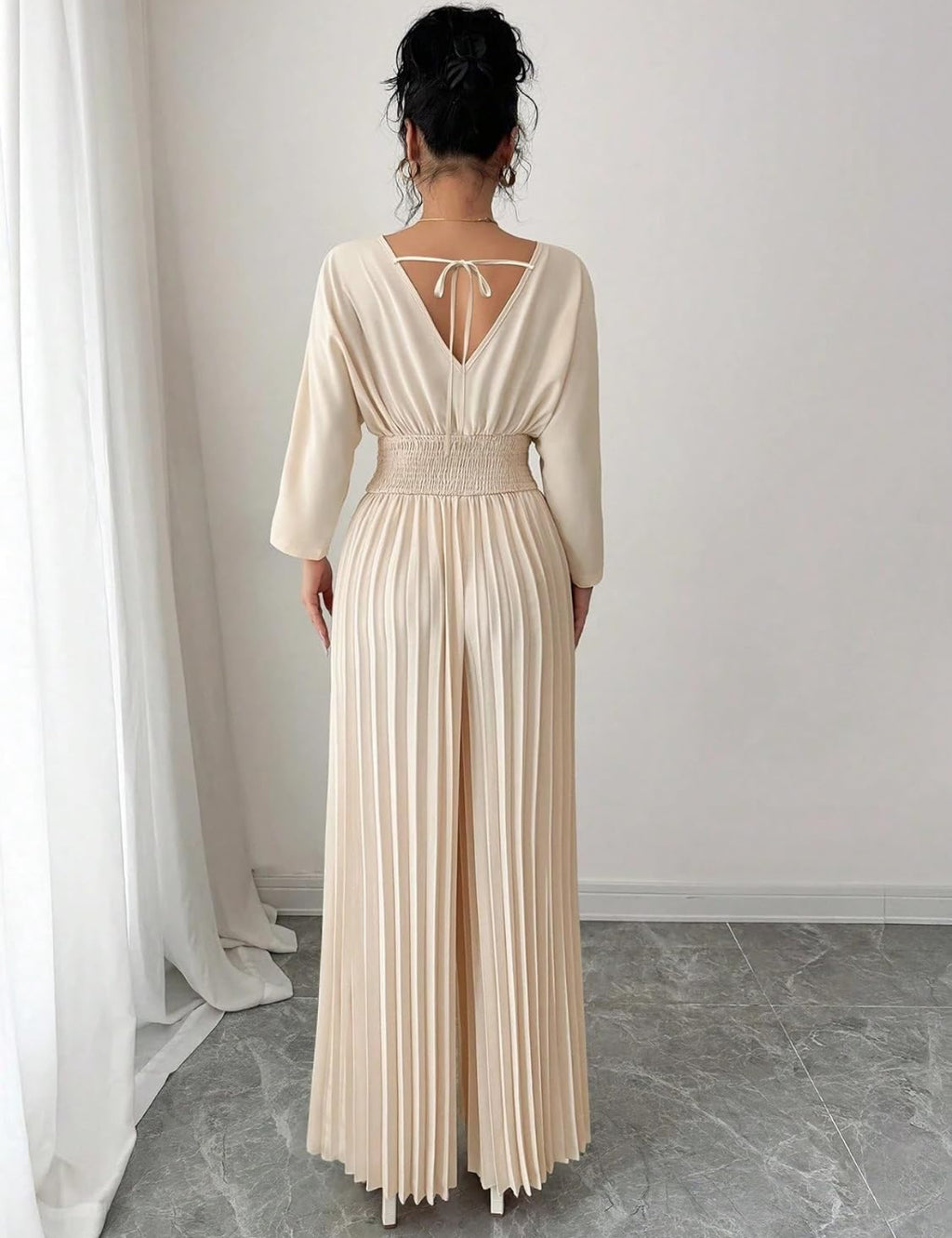 Wide-Leg Pleated Jumpsuit