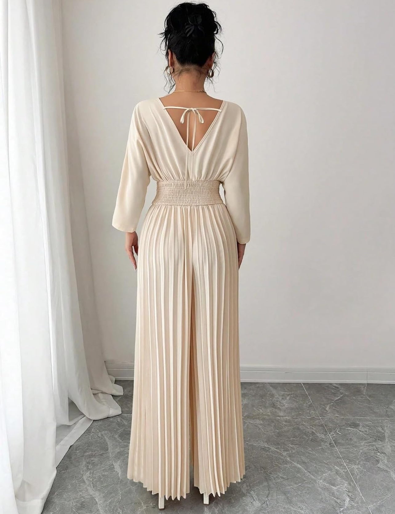 Wide-Leg Pleated Jumpsuit