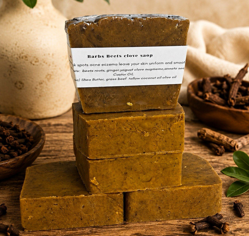Barbs Beets Clove All Natural Body Bar Soap Sensitive Skin Regular Brown
