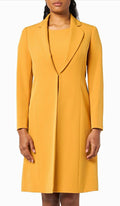 Le Suit  2pc Women’s Harvest Gold Solid Sheath Dress & Long Blazer Jacket Size 8