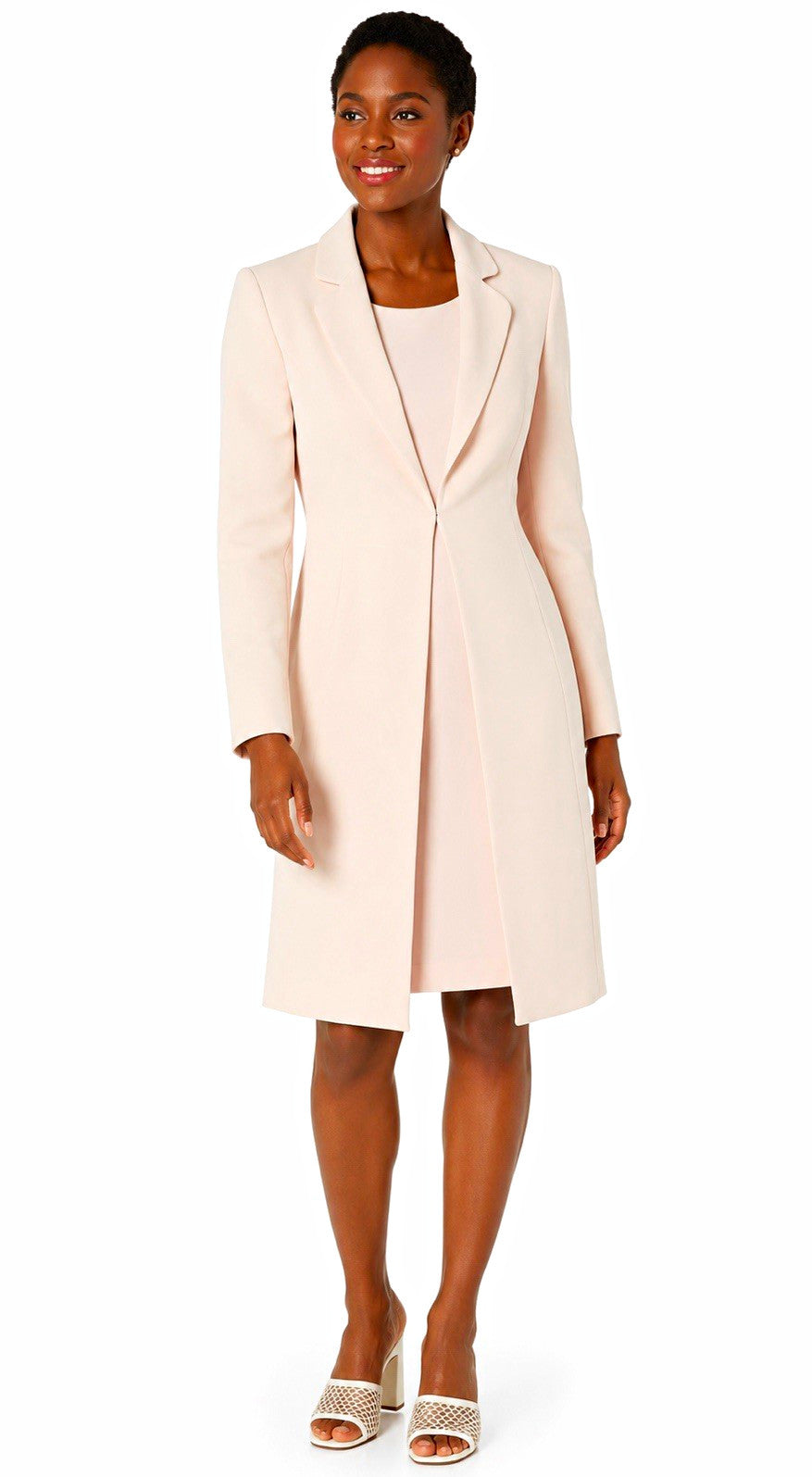 Le Suit Women’s Plus 14W 2pc Dress Suit Long Notch Jacket Sleeveless Dress